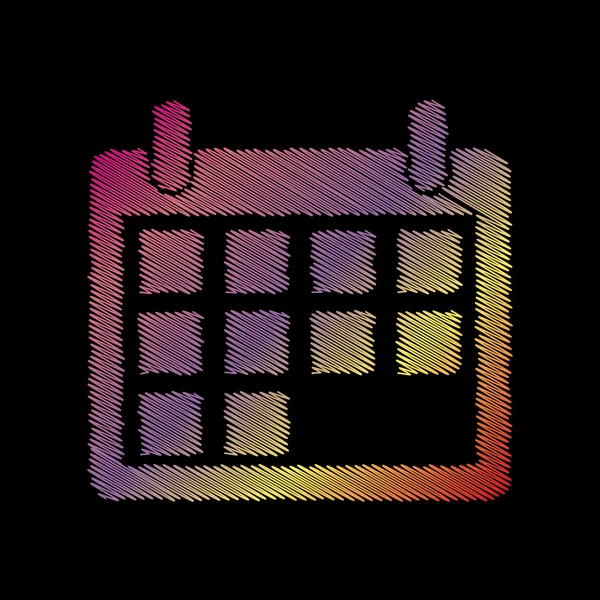 Signo de calendario ilustración. Coloful efecto tiza sobre fondo negro . — Vector de stock