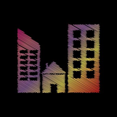 Emlak işareti. Siyah artalan üzerinde coloful tebeşir etkisi.