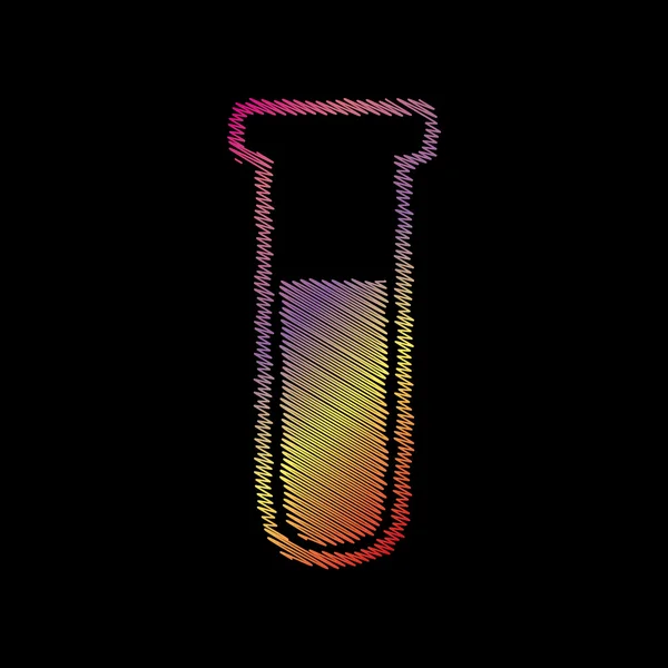 Medisinsk rørikon. Laboratorieglasstegn. Kolofulkalkvirkning på svart bakgård . – stockvektor