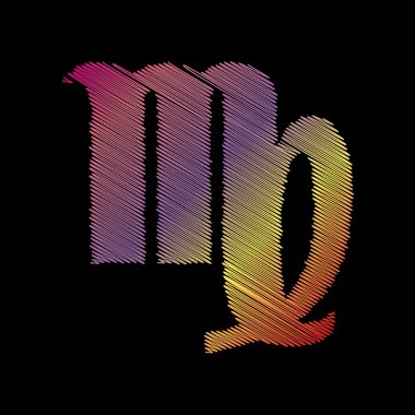 Başak işareti illüstrasyon. Siyah artalan üzerinde coloful tebeşir etkisi.