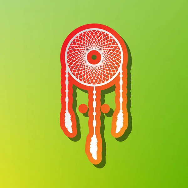 Dream catcher teken. Contrast pictogram met een rode lijn op groene achtergrondkleur. — Stockvector