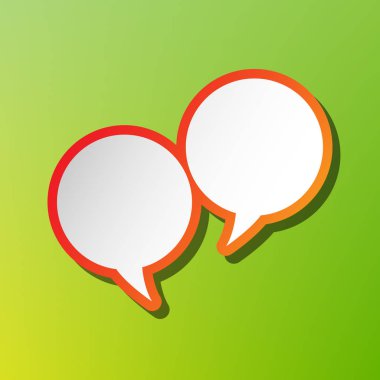 Konuşma balonu işareti. Kontrast simgesi yeşil artalan üzerinde kırmızımsı vuruşlu.