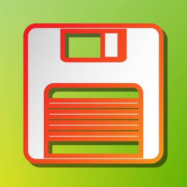 Disket işareti. Kontrast simgesi yeşil artalan üzerinde kırmızımsı vuruşlu.