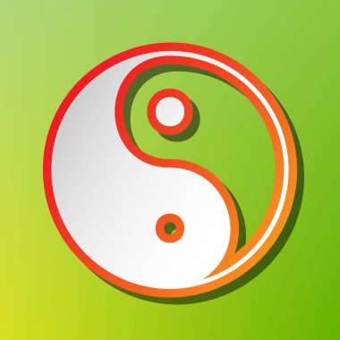 Ying yang sembolü uyum ve denge. Kontrast simgesi yeşil artalan üzerinde kırmızımsı vuruşlu.