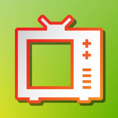 TV işareti illüstrasyon. Kontrast simgesi yeşil artalan üzerinde kırmızımsı vuruşlu.