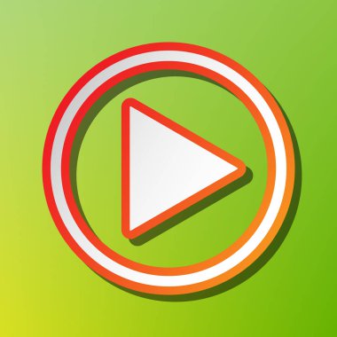 İşareti illüstrasyon oynamak. Kontrast simgesi yeşil artalan üzerinde kırmızımsı vuruşlu.