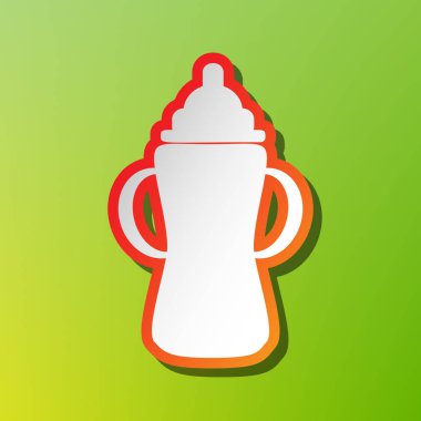 Bebek şişe işareti. Kontrast simgesi yeşil artalan üzerinde kırmızımsı vuruşlu.