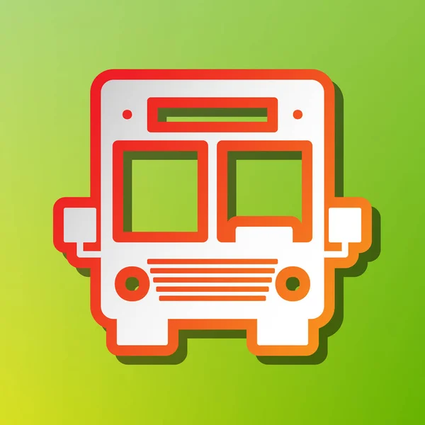 Иллюстрация автобуса. Значок контраста с красноватым штрихом на зеленом фоне . — стоковый вектор