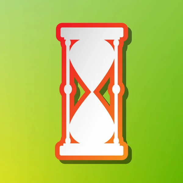 Signo de reloj de arena ilustración. Icono de contraste con trazo rojizo sobre fondo verde . — Vector de stock