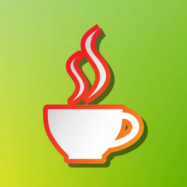 Чашка кавового знаку. Піктограма контрастності з червонуватим штрихом на зеленому фоні . — стоковий вектор