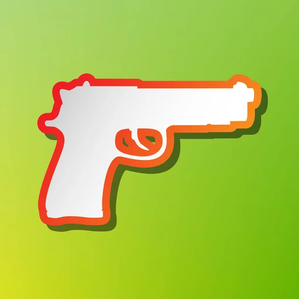 Ilustração do signo da arma. Ícone de contraste com traço avermelhado no backgound verde . — Vetor de Stock