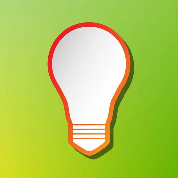 Señal de lámpara de luz. Icono de contraste con trazo rojizo sobre fondo verde . — Vector de stock