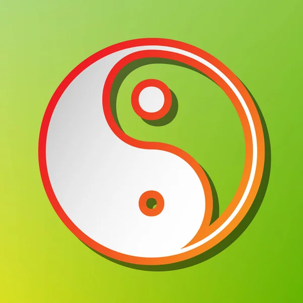Ying yang symbol harmonii i równowagi. Ikona kontrast z czerwono-skok na zielonym tle. — Wektor stockowy