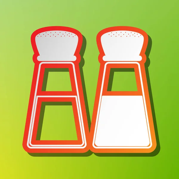 Salt and pepper sign. Contrast icon with reddish stroke on green backgound. — Stock Vector