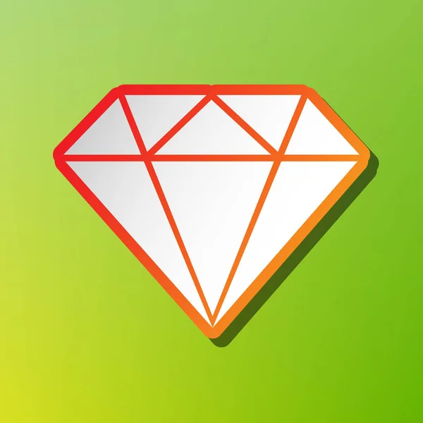 Ilustração do sinal de diamante. Ícone de contraste com traço avermelhado no backgound verde . — Vetor de Stock