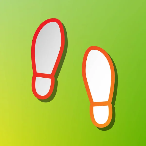 Выходные подошвы знак обуви. Значок контраста с красноватым штрихом на зеленом фоне . — стоковый вектор