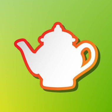 Çay makinesi işareti. Kontrast simgesi yeşil artalan üzerinde kırmızımsı vuruşlu.