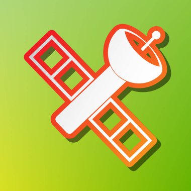 Uydu işareti illüstrasyon. Kontrast simgesi yeşil artalan üzerinde kırmızımsı vuruşlu.