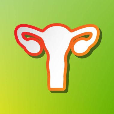 İnsan vücudu anatomisi rahim işareti. Kontrast simgesi yeşil artalan üzerinde kırmızımsı vuruşlu.