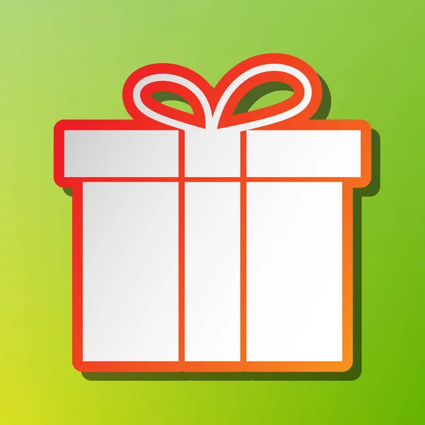 Geschenk-Box-Zeichen. Kontrastikone mit rötlichem Strich auf grünem Hintergrund. — Stockvektor