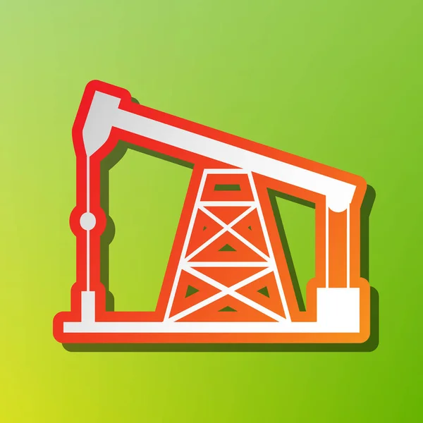 Segno di perforazione petrolifera. Icona a contrasto con tratto rossastro sul backgound verde . — Vettoriale Stock