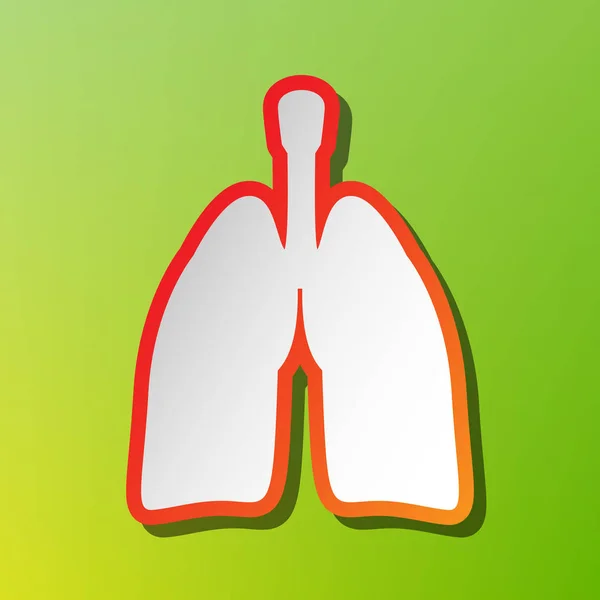 Órganos humanos Signos pulmonares. Icono de contraste con trazo rojizo sobre fondo verde . — Vector de stock