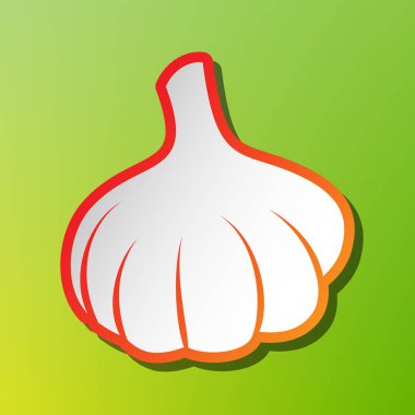 Sarımsak basit kayıt. Kontrast simgesi yeşil artalan üzerinde kırmızımsı vuruşlu.