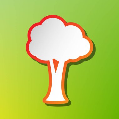 Ağaç işareti illüstrasyon. Kontrast simgesi yeşil artalan üzerinde kırmızımsı vuruşlu.