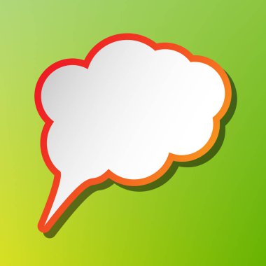 Konuşma balonu işareti illüstrasyon. Kontrast simgesi yeşil artalan üzerinde kırmızımsı vuruşlu.