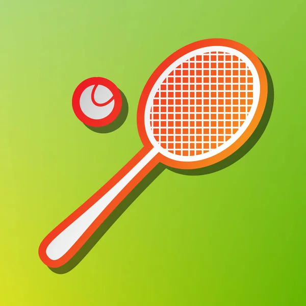 Señal de raqueta de tenis. Icono de contraste con trazo rojizo sobre fondo verde . — Archivo Imágenes Vectoriales