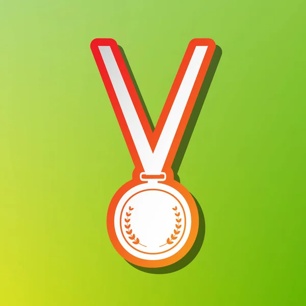 Médaille simple signe. Icône de contraste avec trait rougeâtre sur fond vert . — Image vectorielle