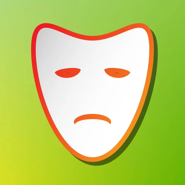 悲劇演劇マスク。緑の背景に赤のストロークでコントラスト アイコン. — ストックベクタ