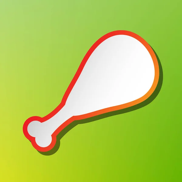 Signe de cuisse de poulet. Icône de contraste avec trait rougeâtre sur fond vert . — Image vectorielle