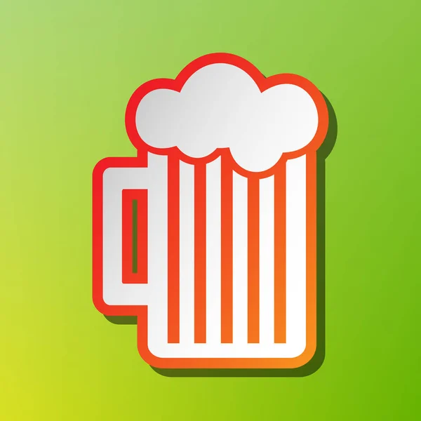 Signo de cerveza. Icono de contraste con trazo rojizo sobre fondo verde . — Vector de stock