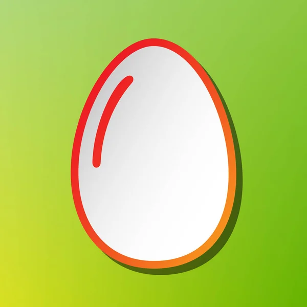 Sinal de ovo de chiken. Ícone de contraste com traço avermelhado no backgound verde . —  Vetores de Stock