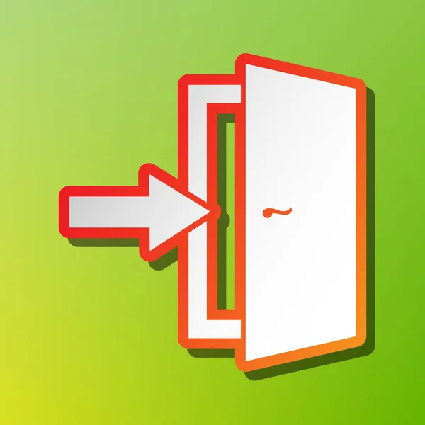 Dveře Exit znamení. Kontrast ikona s načervenalým tahu na zeleném pozadí. — Stockový vektor