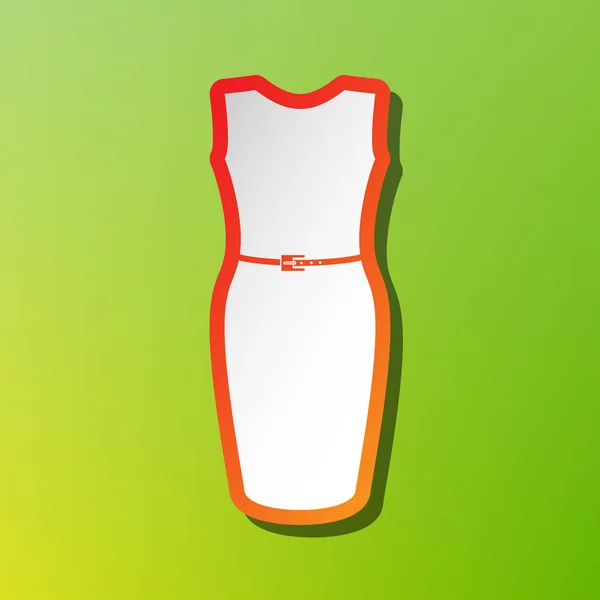 ドレスの記号の図。緑の背景に赤のストロークでコントラスト アイコン. — ストックベクタ