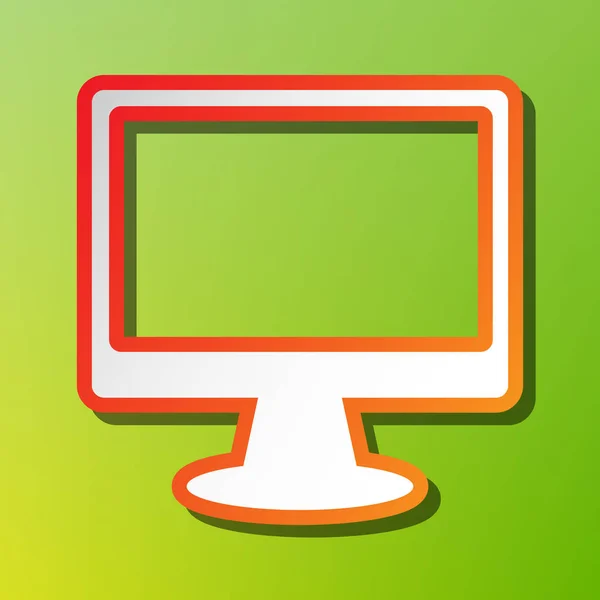 Monitor met borstel teken. Contrast pictogram met een rode lijn op groene achtergrondkleur. — Stockvector