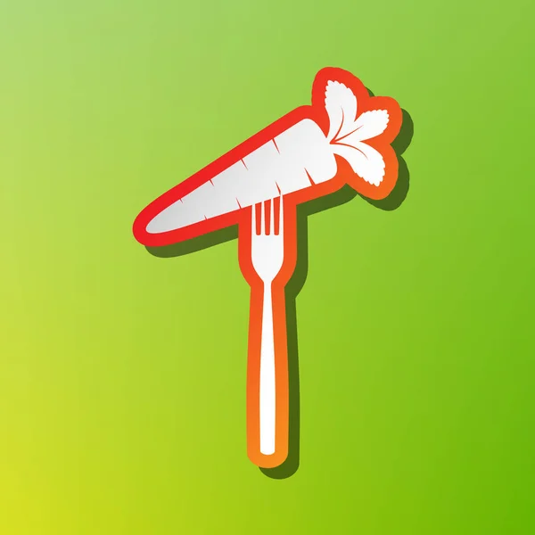 Vegetariánská strava znamení ilustrace. Kontrast ikona s načervenalým tahu na zeleném pozadí. — Stockový vektor