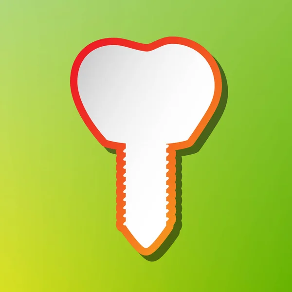 Illustration du signe de l'implant dentaire. Icône de contraste avec trait rougeâtre sur fond vert . — Image vectorielle