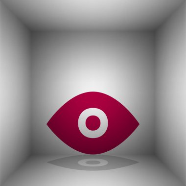 Göz işareti illüstrasyon. Odasında gölgeli bordo simgesi.