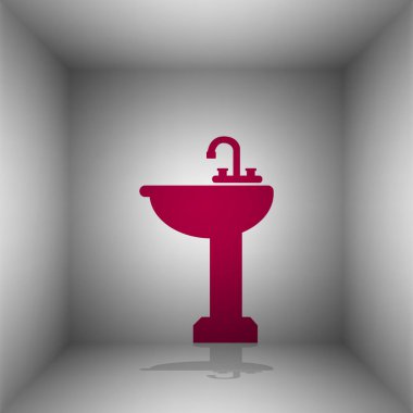 Banyo lavabo üye. Odasında gölgeli bordo simgesi.