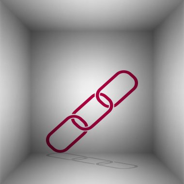 Bağlantı işaret illüstrasyon. Odasında gölgeli bordo simgesi.