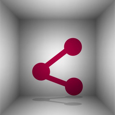 Paylaşım işaret illüstrasyon. Odasında gölgeli bordo simgesi.