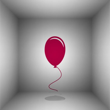 Balon işareti illüstrasyon. Odasında gölgeli bordo simgesi.