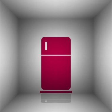 Buzdolabı işareti illüstrasyon. Odasında gölgeli bordo simgesi.