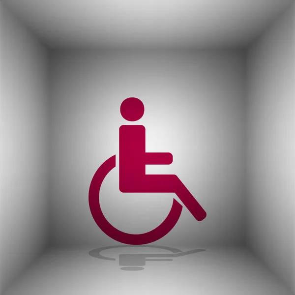 Disabled sign illustration. Bordo icon with shadow in the room. — Stock Vector