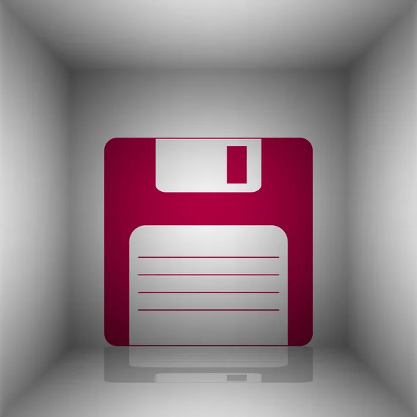 Panneau de disquette. Icône Bordo avec ombre dans la pièce . — Image vectorielle