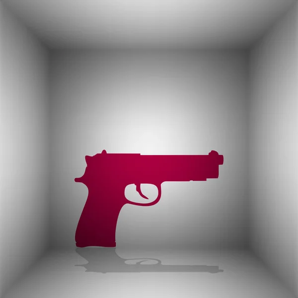 Ilustracja znak pistolet. Ikona bordo z cienia w pokoju. — Wektor stockowy