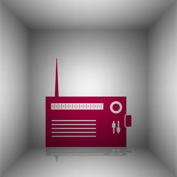 Radio sign illustration. Bordo icon with shadow in the room. — Stock Vector